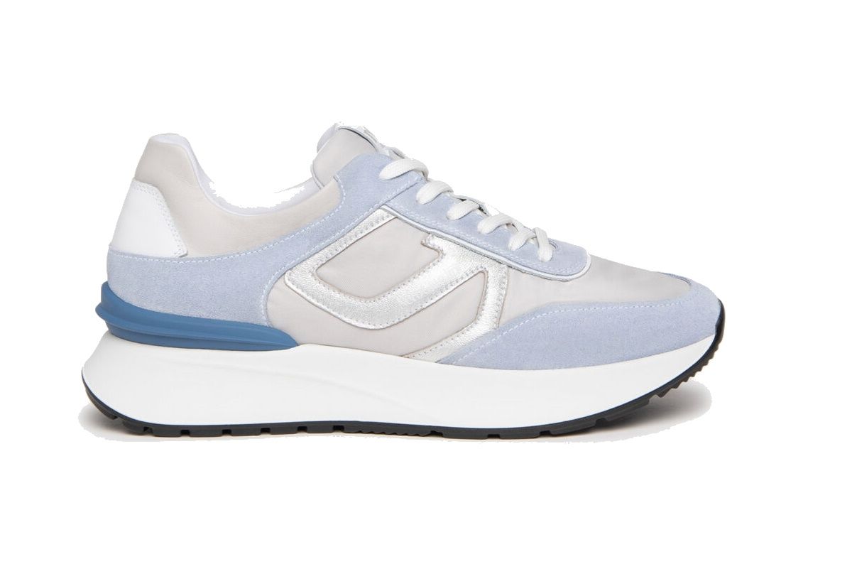 Nerogiardini women's sneakers in velour with fiordaliso pattern, T.Galassia Perla 110, white Skipper, Etoile E306441D/623.