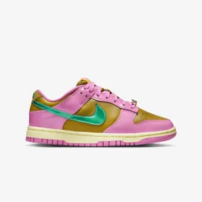 Nike women's Dunk Low X Parris Goebel sneakers in playful pink and multi-color bronzine