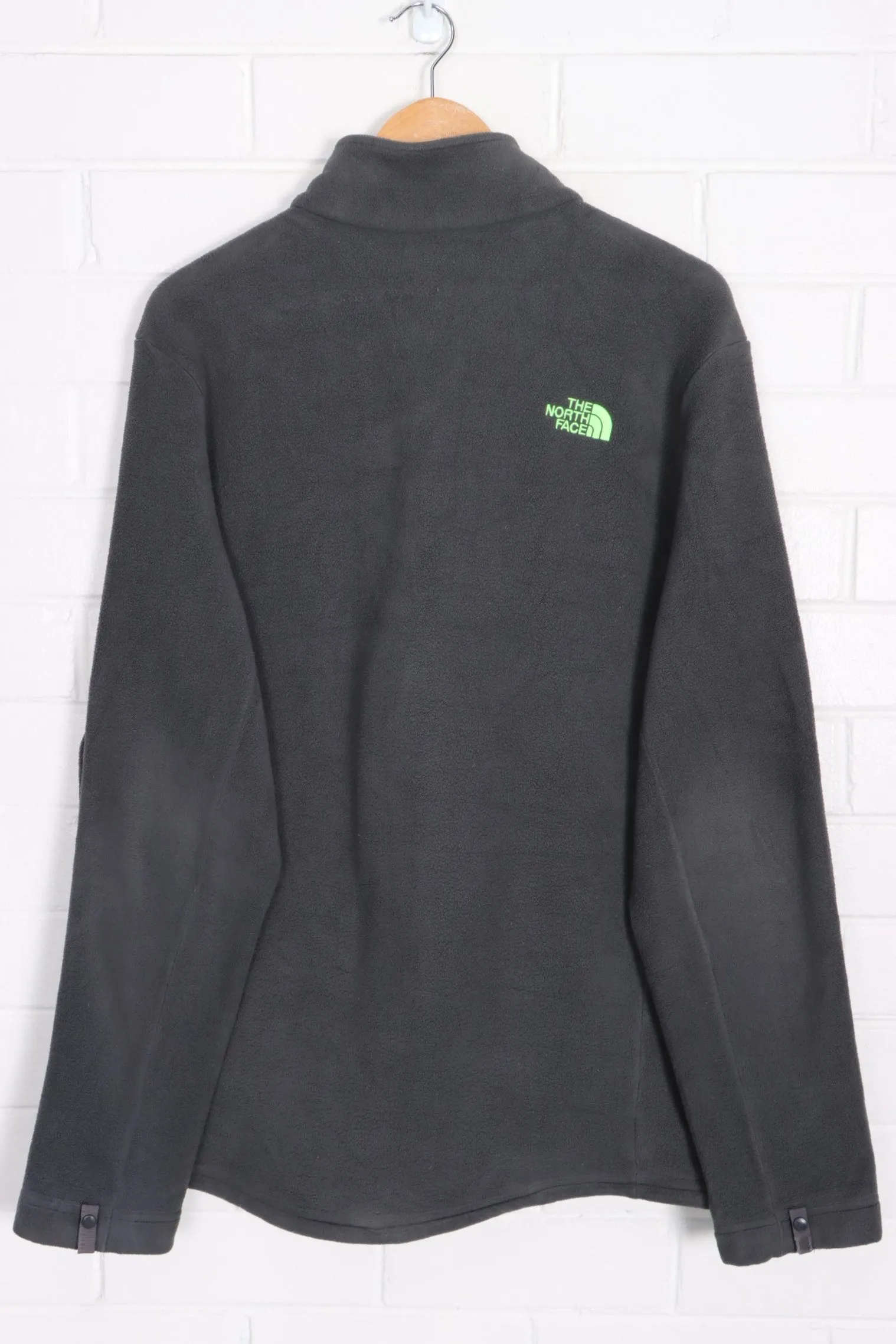 North Face Khumbu Fleece Jacket - Grey and Neon Green - Size XL