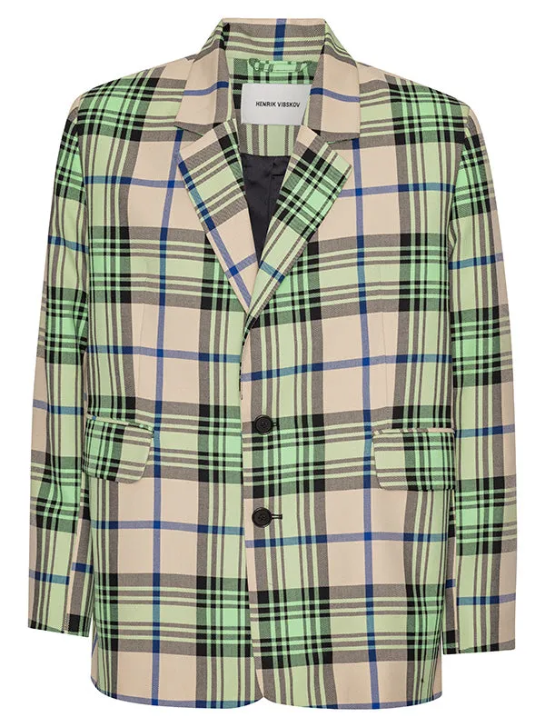 Note Blazer  - Mint Beige Checks