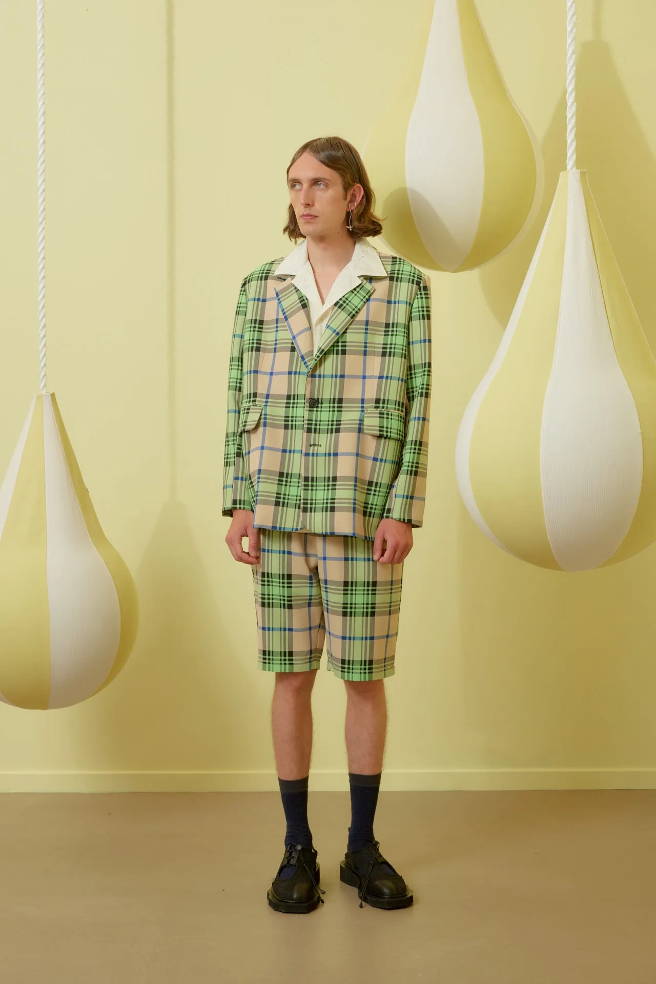 Note Blazer  - Mint Beige Checks