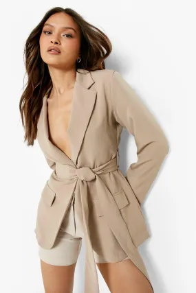 Obi Tie Waist Tailored Blazer