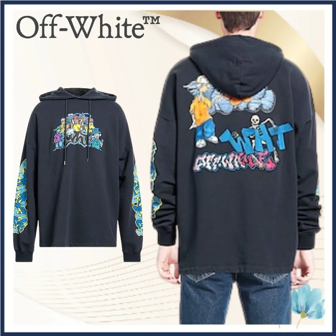 Off-White Hoodies | Street Style Long Sleeves Cotton Logo