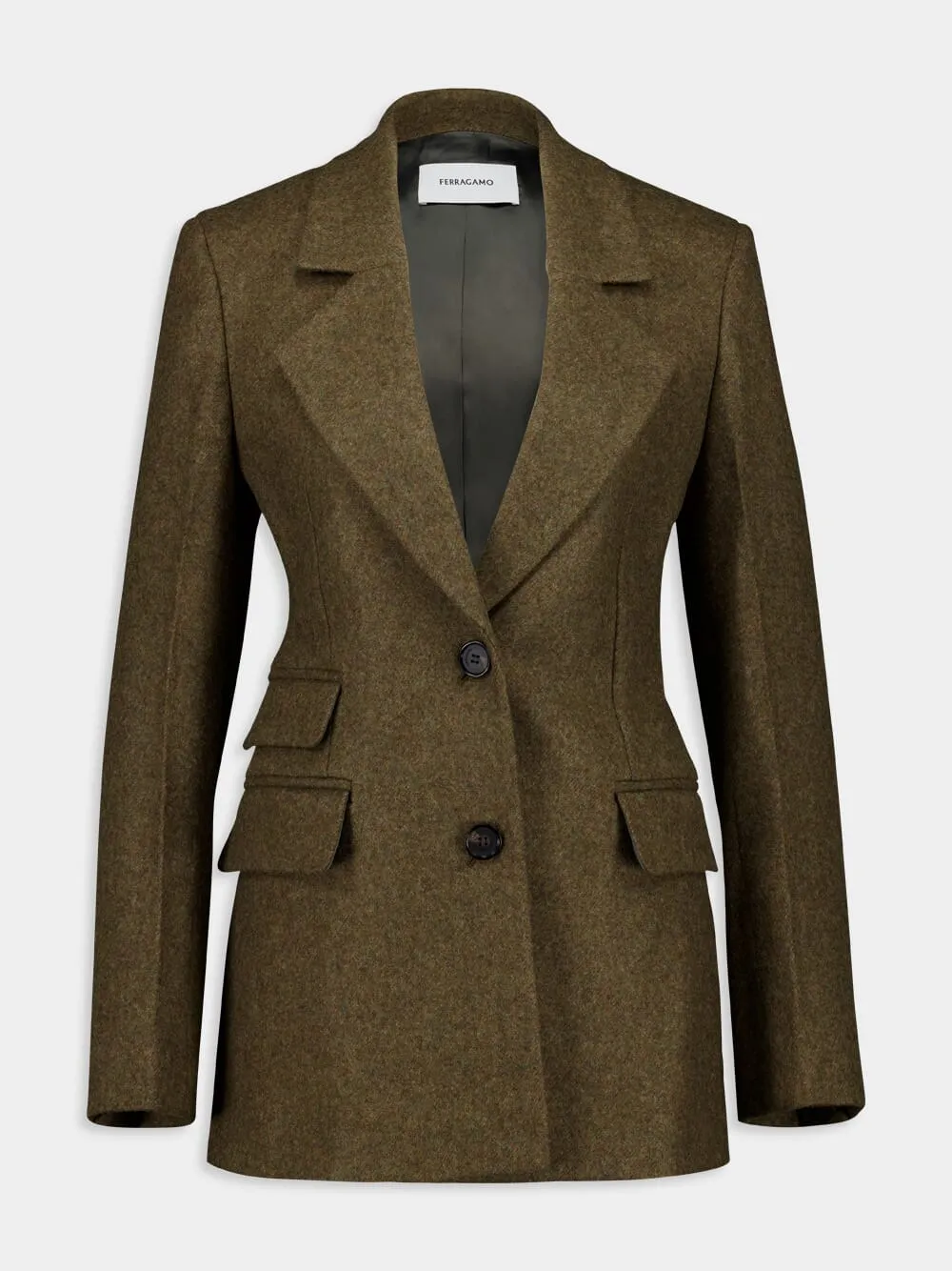 Olive Wool Tailored Blazer