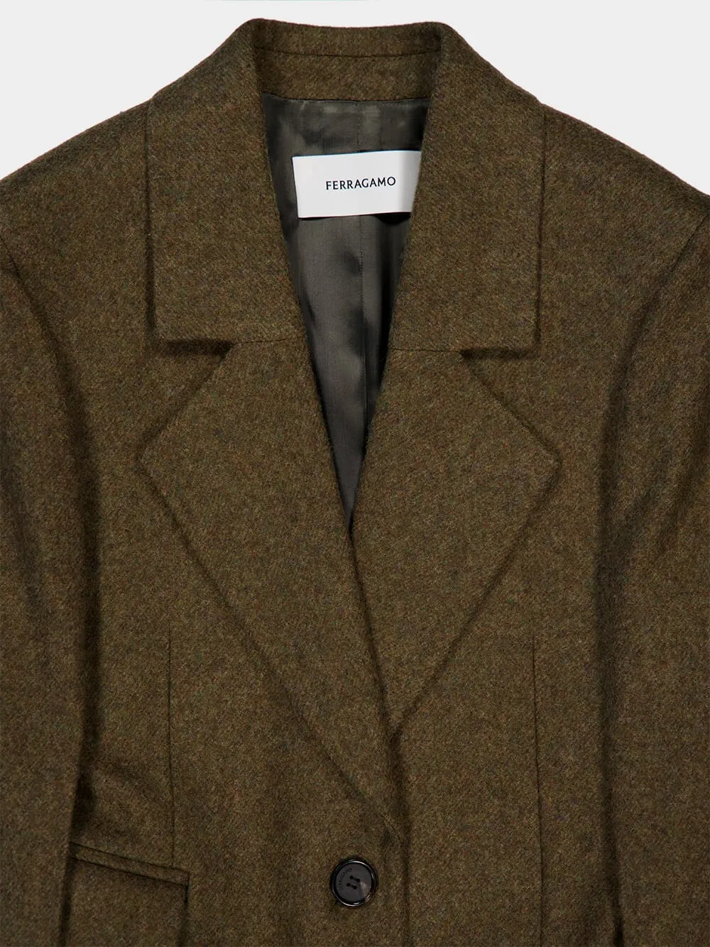 Olive Wool Tailored Blazer