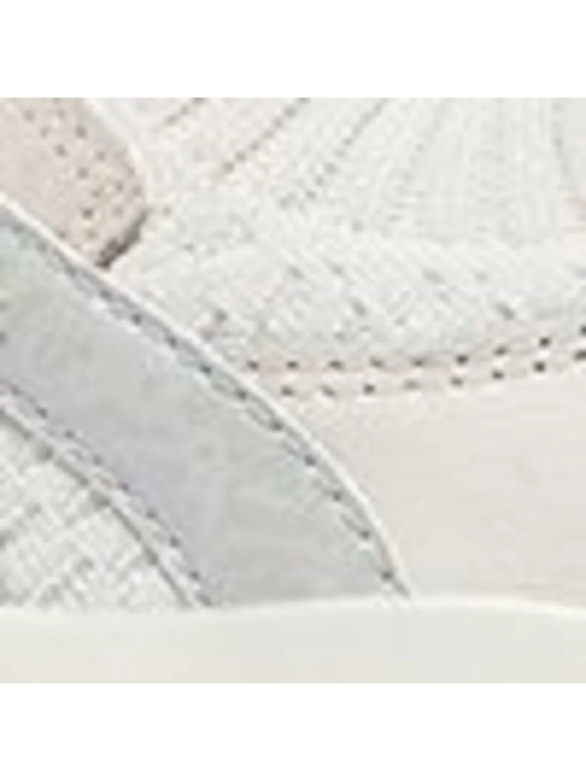 P448 Ivory Mixed Media Platform Sneakers with Knit Collar and Lightning Round Toe