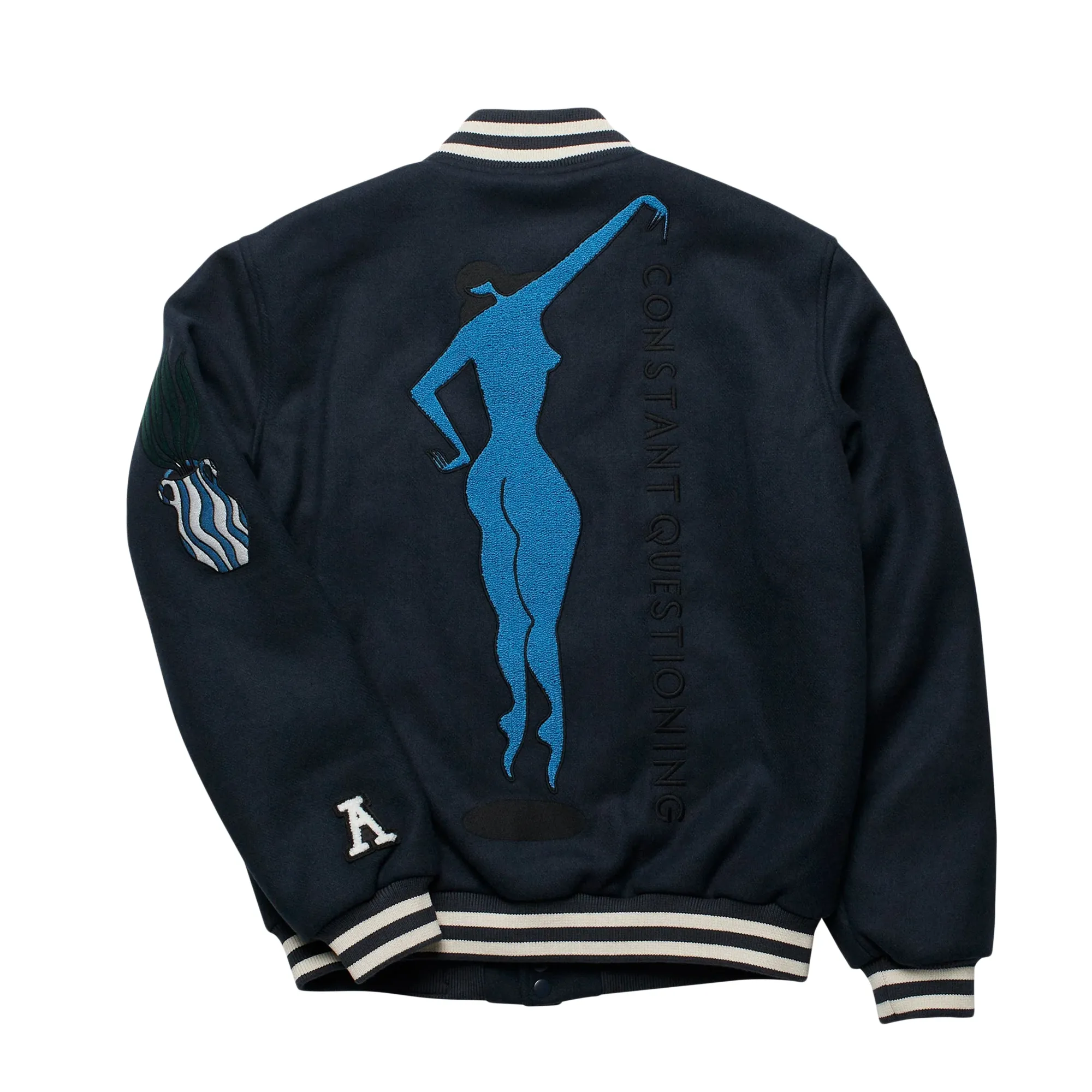 Parra Run Sit & Bike Varsity Jacket Navy Blue