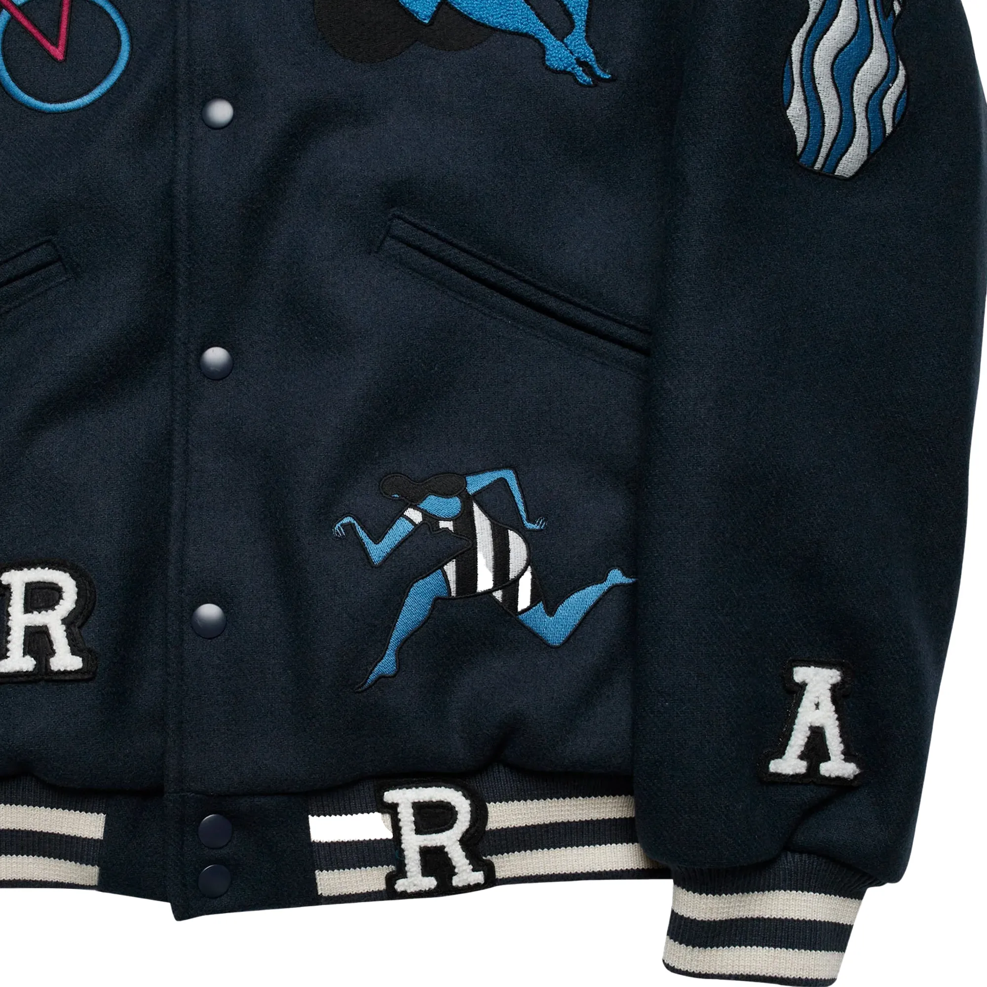 Parra Run Sit & Bike Varsity Jacket Navy Blue