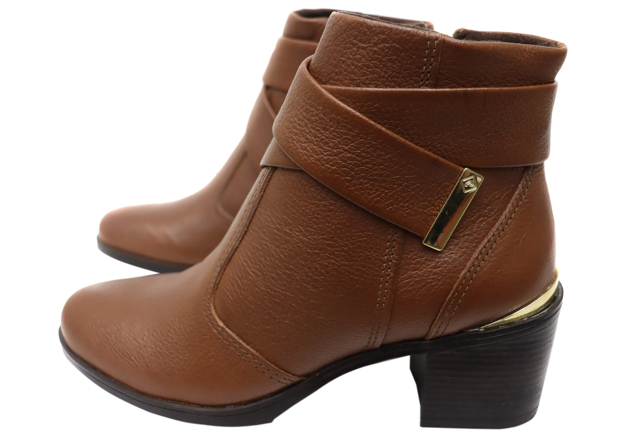 Pegada Valley Womens Mid Heel Leather Ankle Boots Made In Brazil