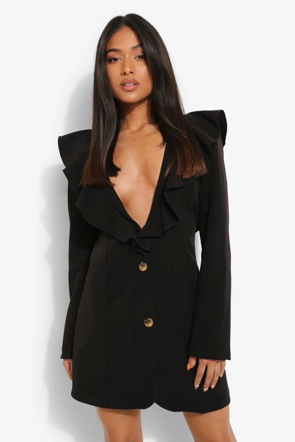 Petite Ruffle Detail Blazer Dress