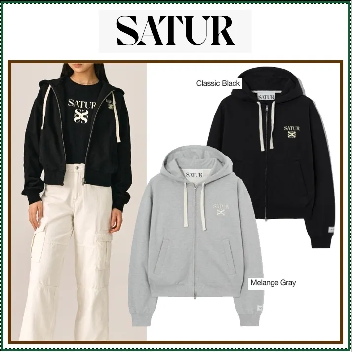 Plain Logo Hoodies | SATUR | Unisex Street Style Long Sleeves