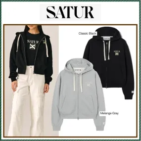 Plain Logo Hoodies | SATUR | Unisex Street Style Long Sleeves