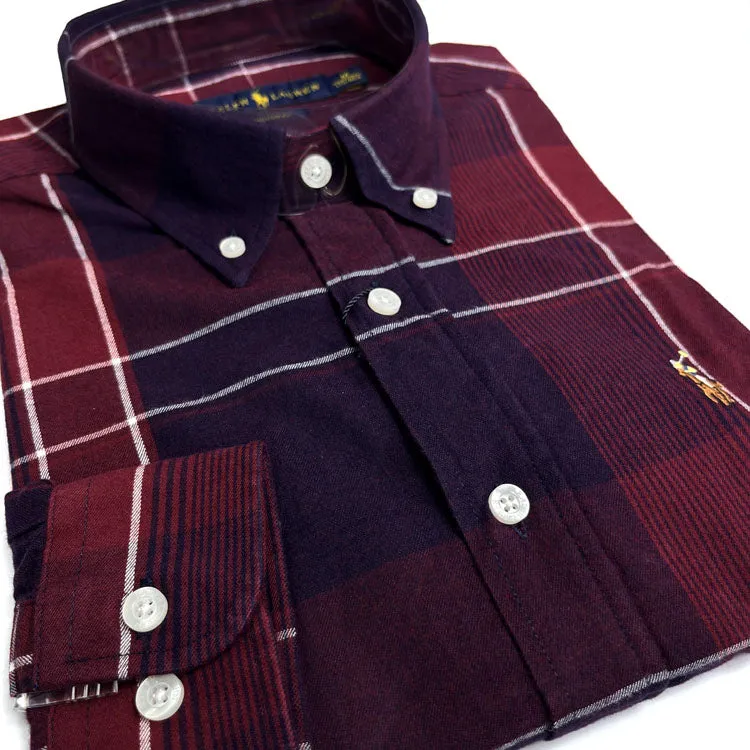 PRL two tone checkered shirt | Burgundy