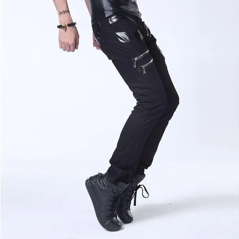 Punk Gothic Stage Performance Jeans - Multi-Zipper Party Pants