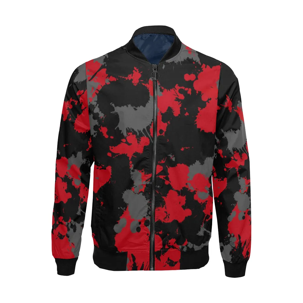 Red, Grey, Black Paint Splatter Bomber Jacket - Big & Tall Size