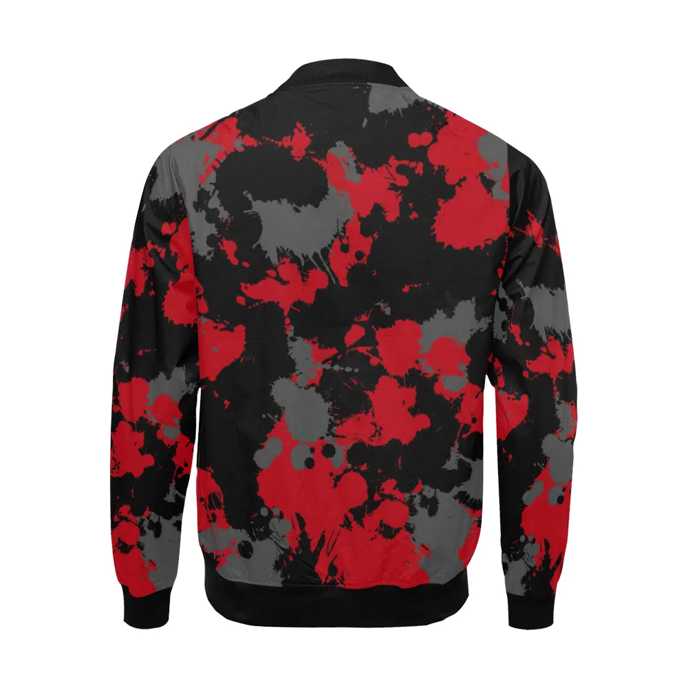 Red, Grey, Black Paint Splatter Bomber Jacket - Big & Tall Size