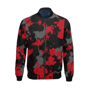 Red, Grey, Black Paint Splatter Bomber Jacket - Big & Tall Size