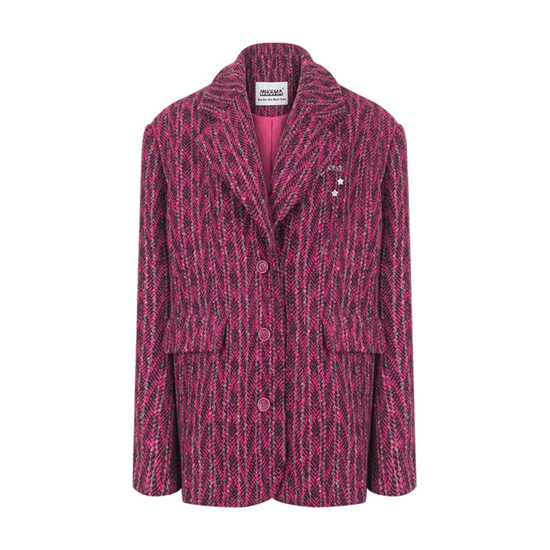 Retro tweed suit jacket - women's new year thick fashion