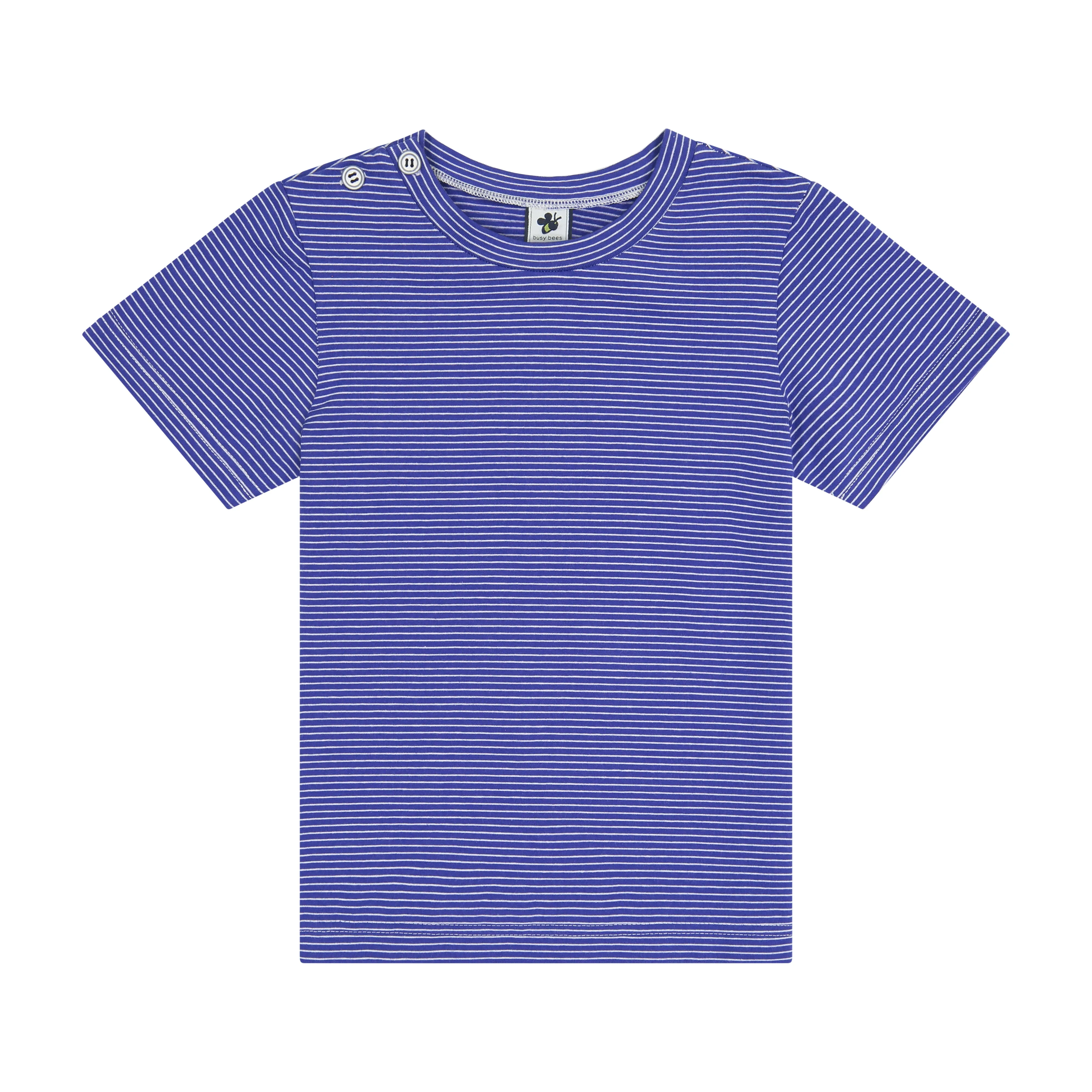 Royal Blue Stripe Mini Button Shoulder Tee for Henry Boys