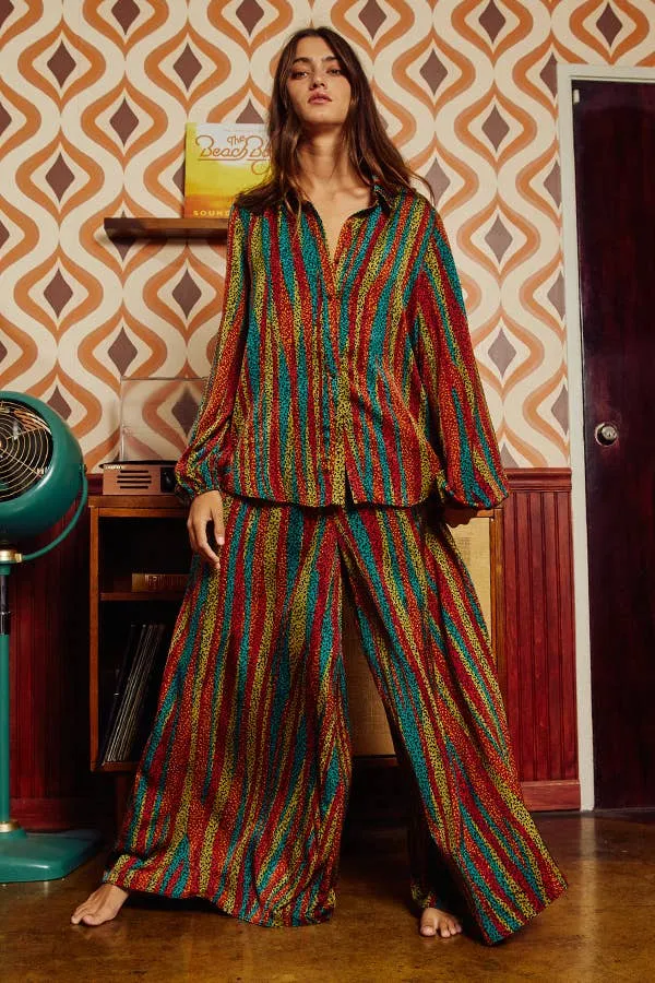 She's a Vibe Multi Color Smocked Waist Band Wide Leg Maxi Pants on Sale