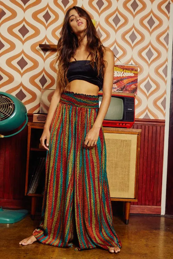 She's a Vibe Multi Color Smocked Waist Band Wide Leg Maxi Pants on Sale