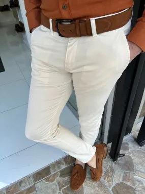 Slim Cotton Cream Pants