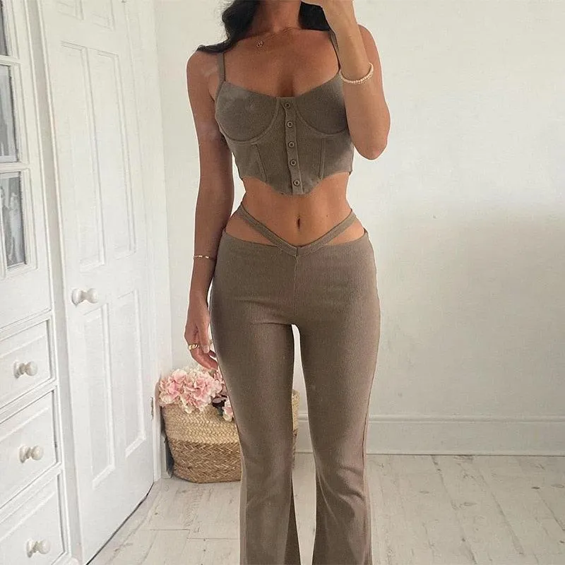 Slim Flare Pants G String Trousers Clubwear