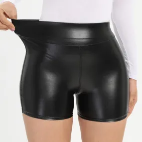 Slim High Rise Faux Leather Shorts