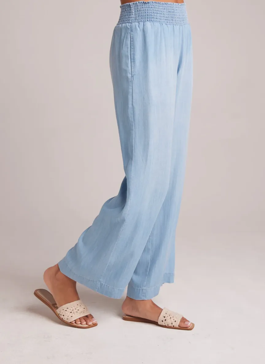 Smocked waist wide leg pants.