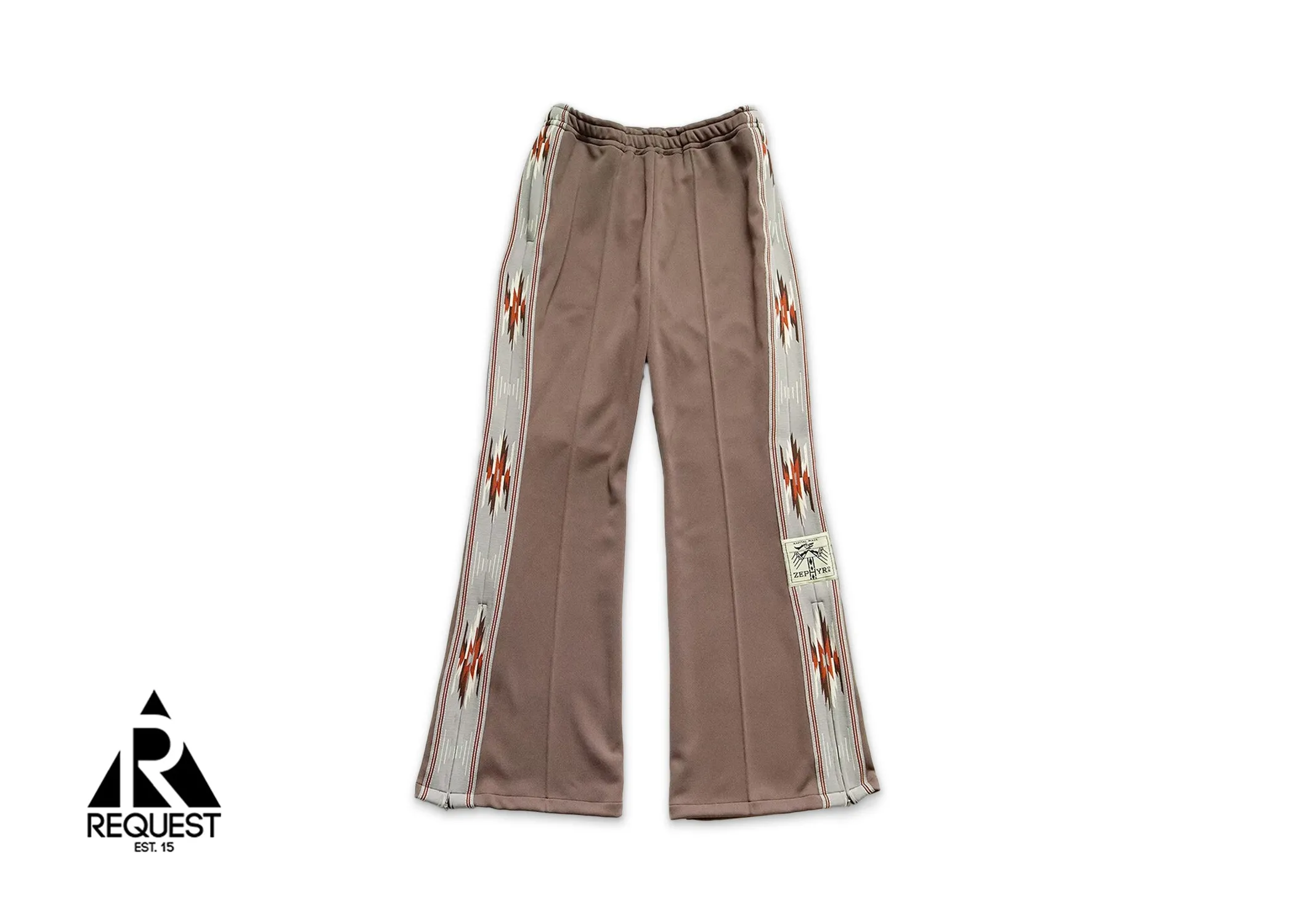 Smooth Jersey Kochi and Zephyr Sideline Track Pants in Brown, Grey, and Red.