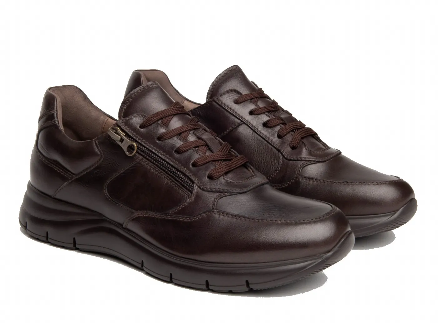 sneakers brown leather zip I102153U/322