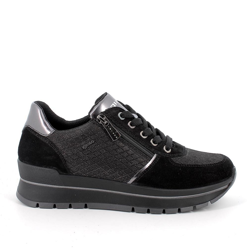 Sneakers IGI&CO donna pelle nero glitter-nero 4672900.