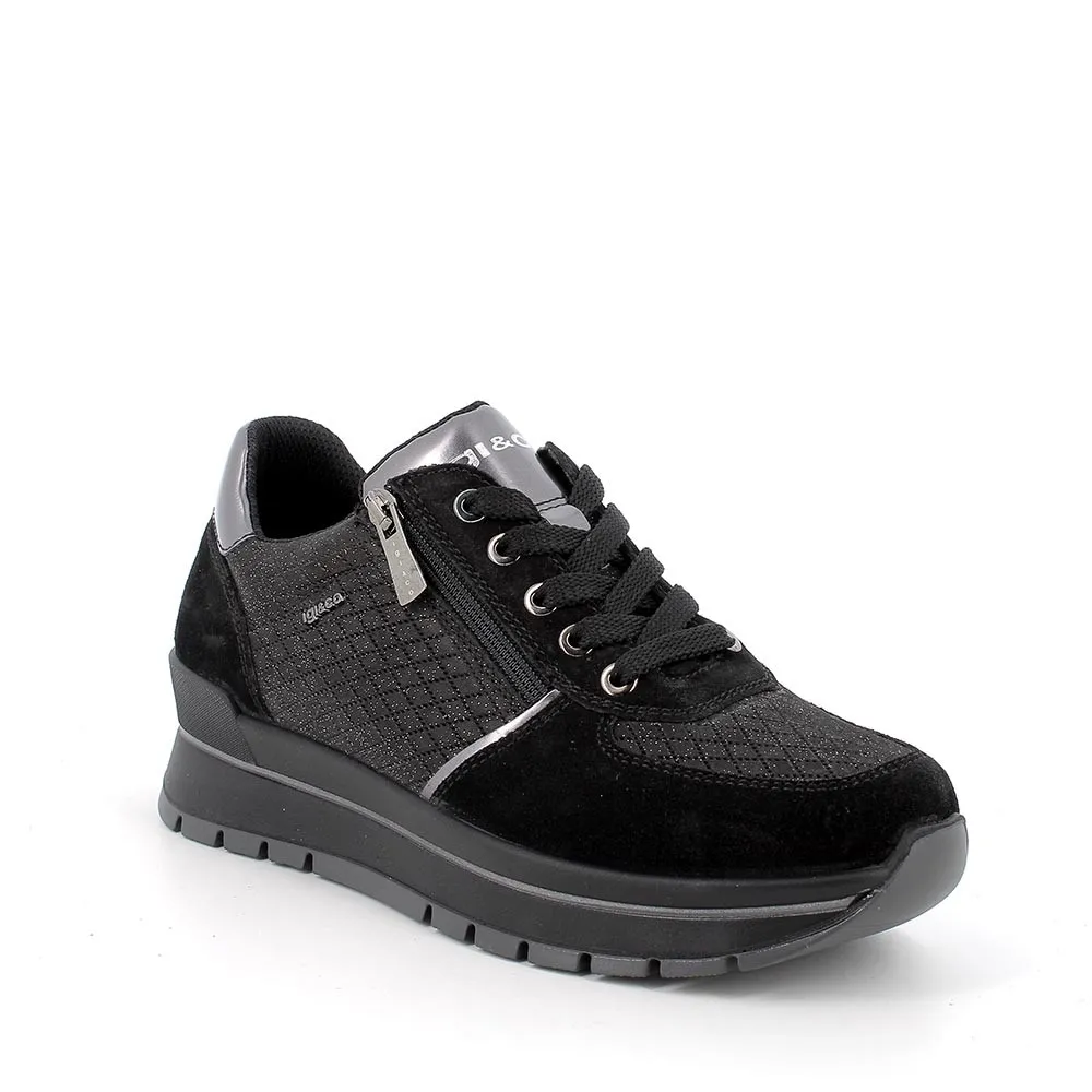 Sneakers IGI&CO donna pelle nero glitter-nero 4672900.