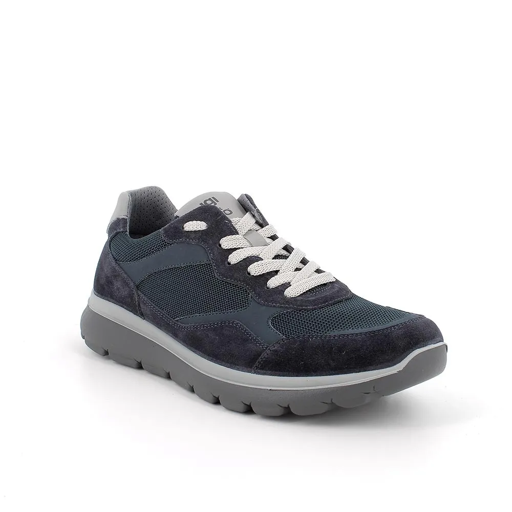 Sneakers IGI&CO uomo blu in camoscio con rete - Codice 5625100