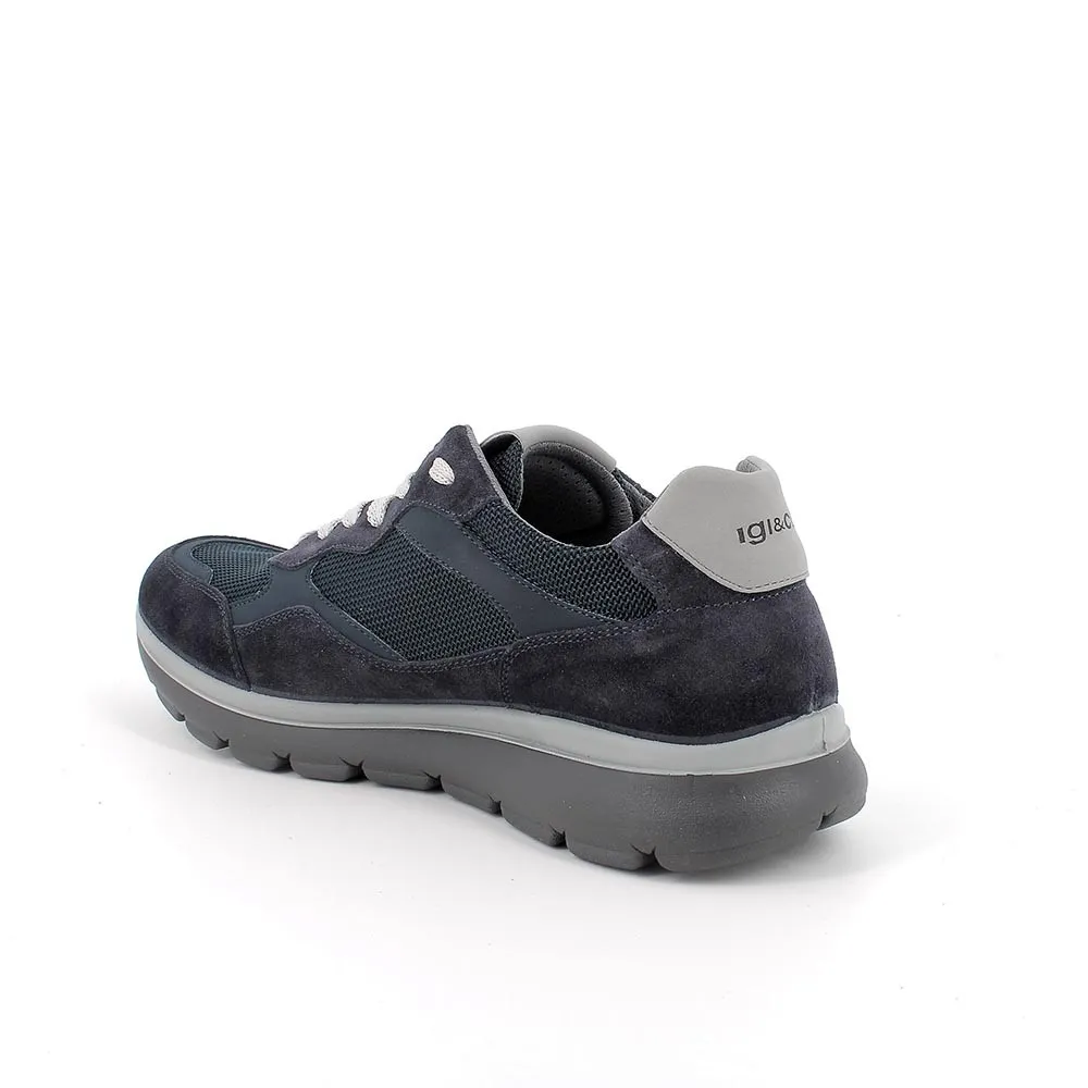 Sneakers IGI&CO uomo blu in camoscio con rete - Codice 5625100