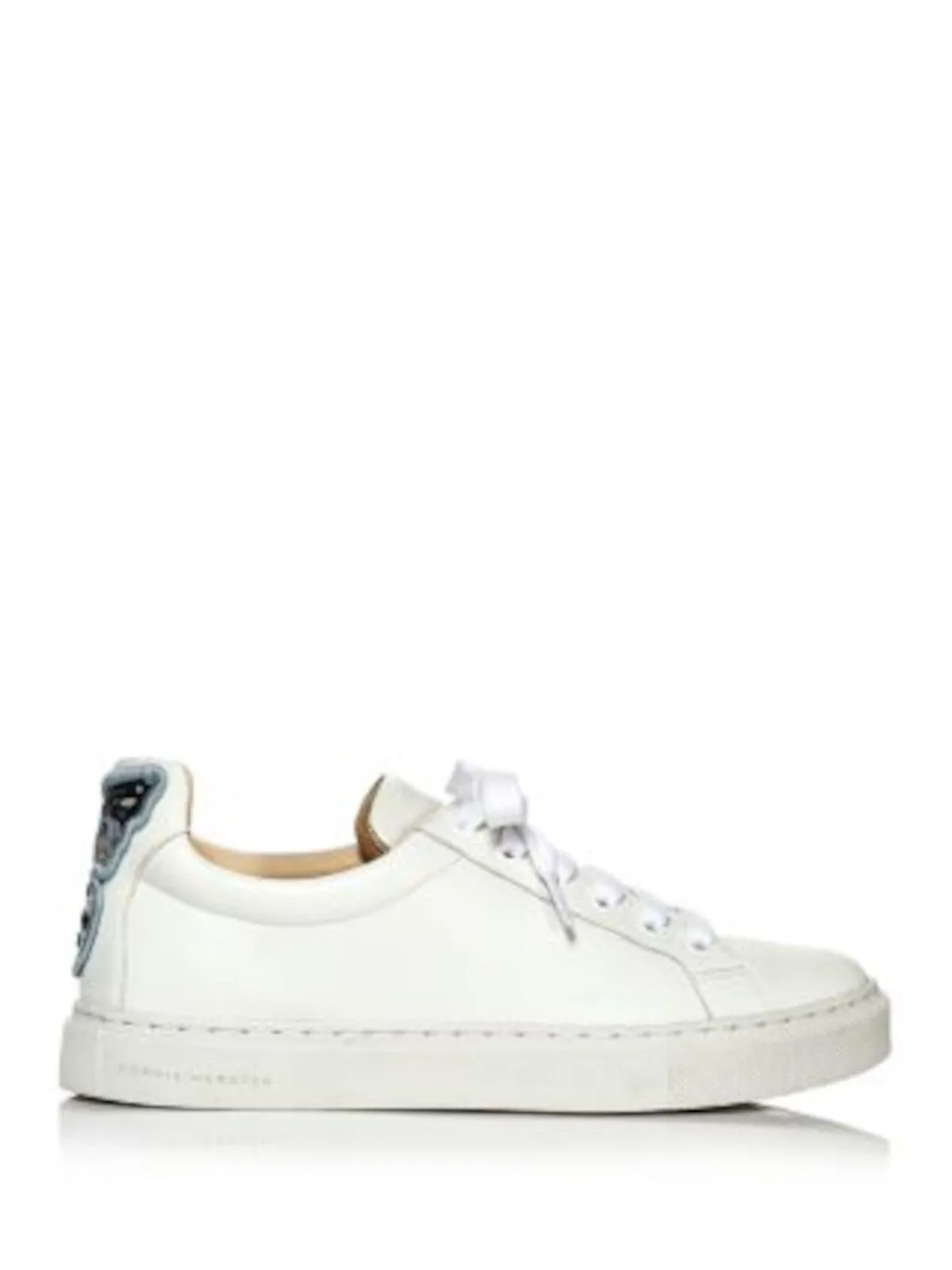 Sophia Webster white embroidered butterfly sneakers with platform and lace-up design.