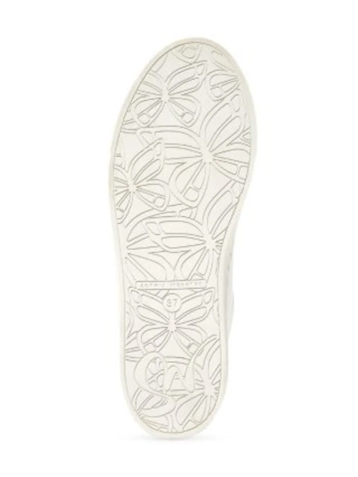 Sophia Webster white embroidered butterfly sneakers with platform and lace-up design.