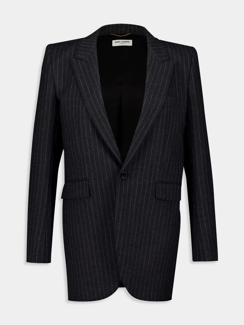 Striped Anthracite Wool Blazer