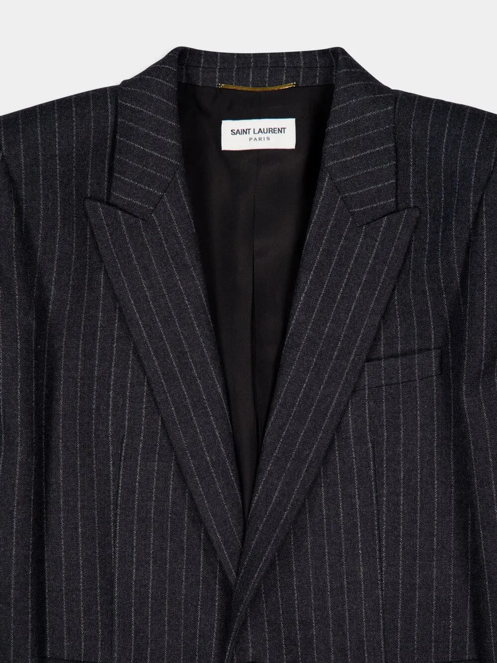 Striped Anthracite Wool Blazer