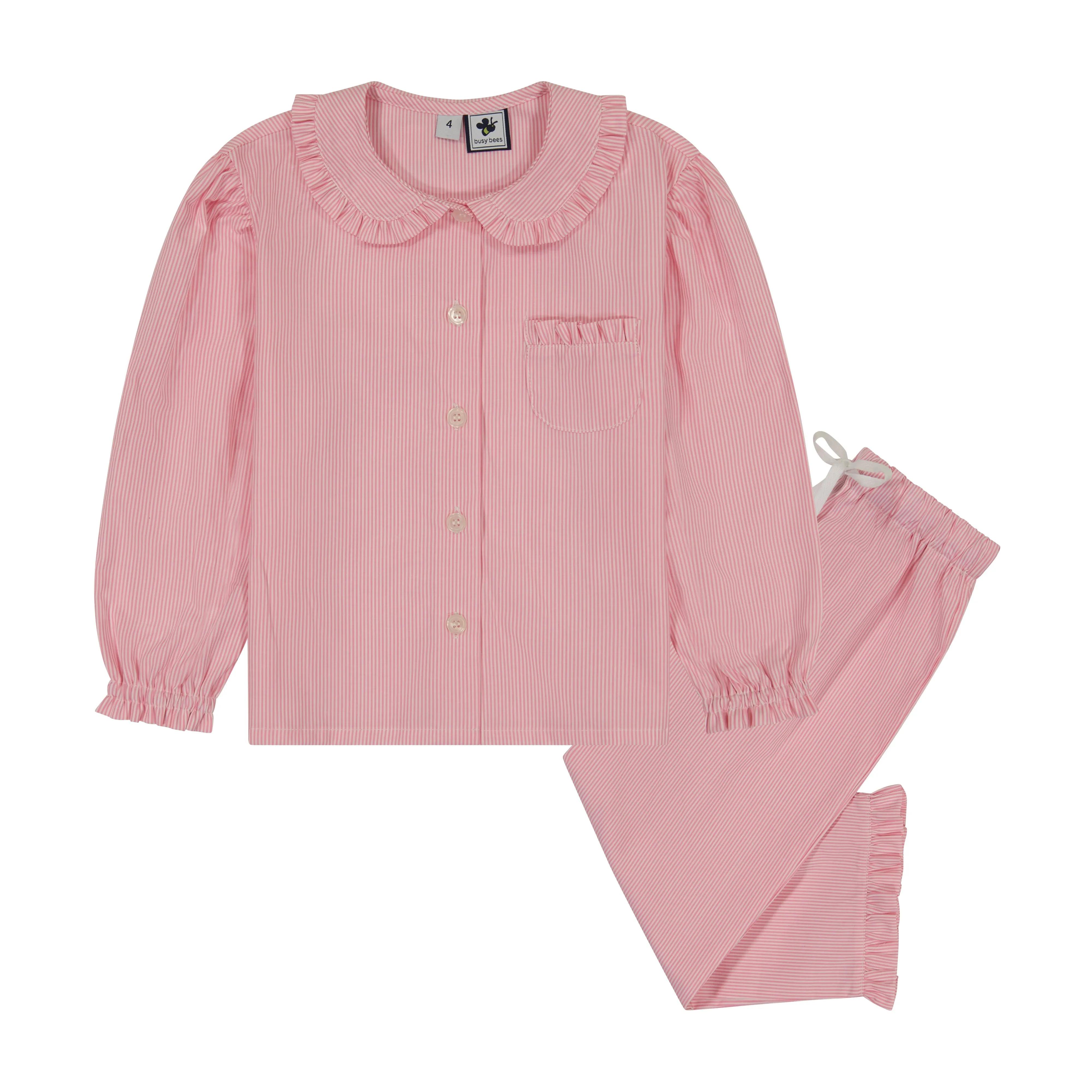 Striped Pink 2-Piece Lounge Set with Long Sleeves - Rosie