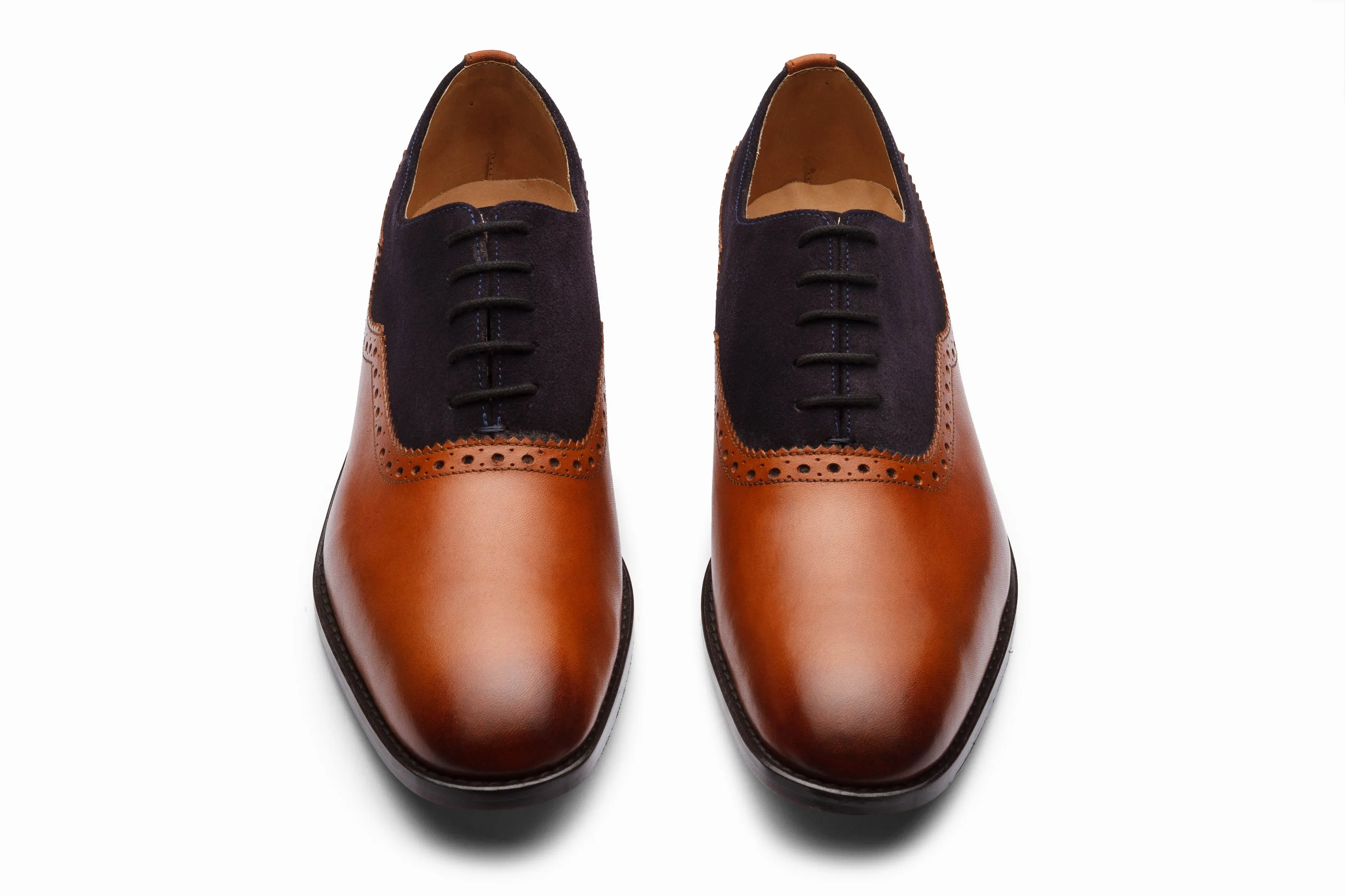 Suede Oxford Shoes - Tan/Navy Suede