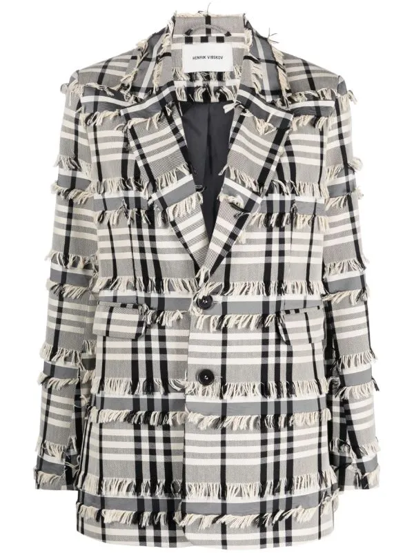 Sun Blazer - White Black Fringe Checks