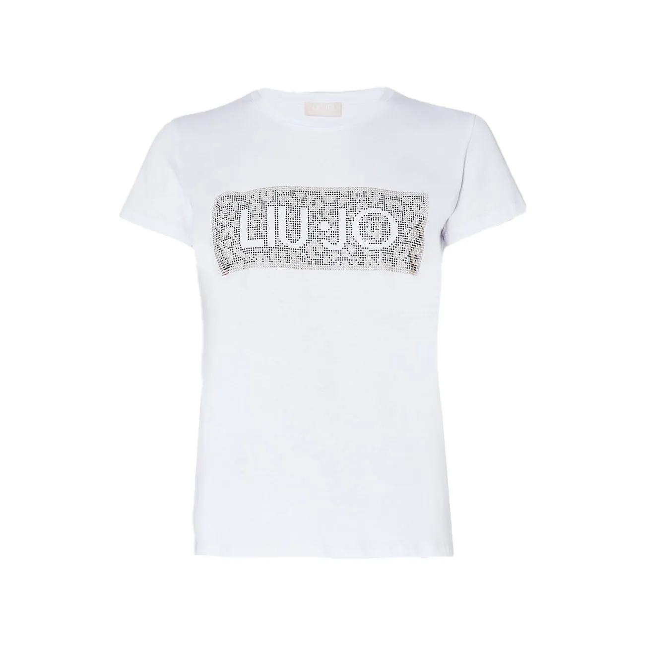 T-shirt logo rhinestone women white