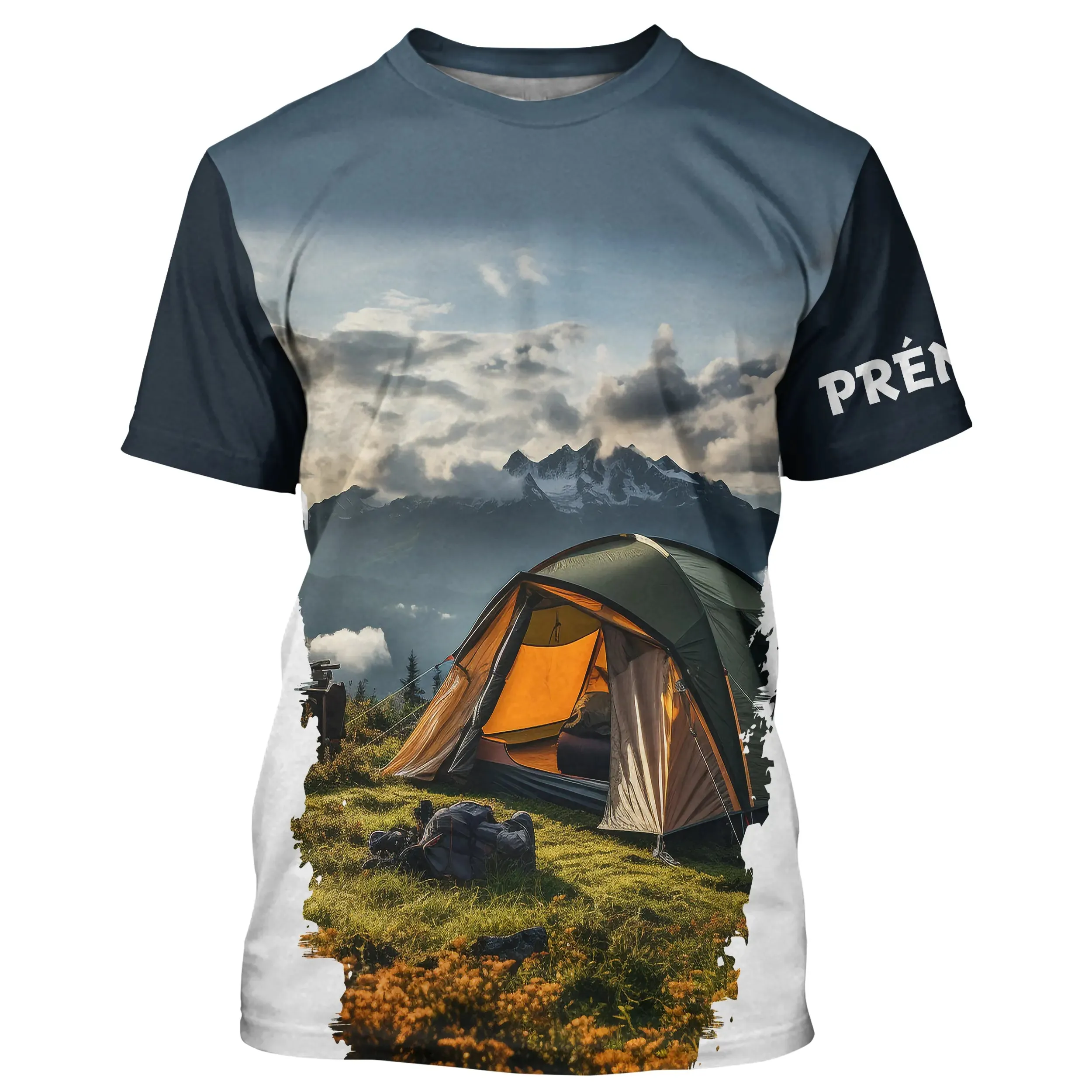 Tent and Mountain 3D Printed Camping T-Shirt - CT20022463