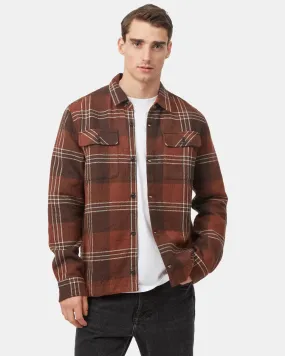 Tentree Flannel Jacket Dark Oat Sepia Oatmeal - Heavy Weight