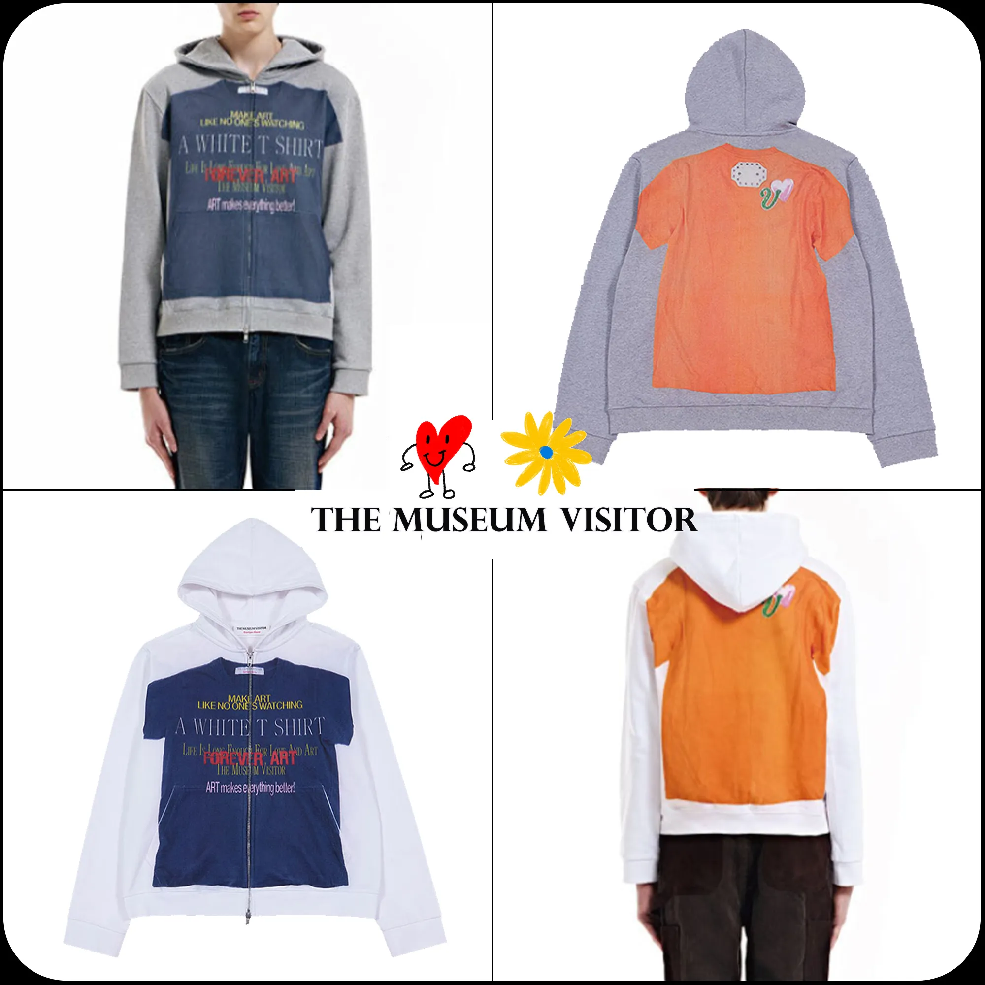 The Museum Visitor T-shirts: Printed Zip Up Hoody