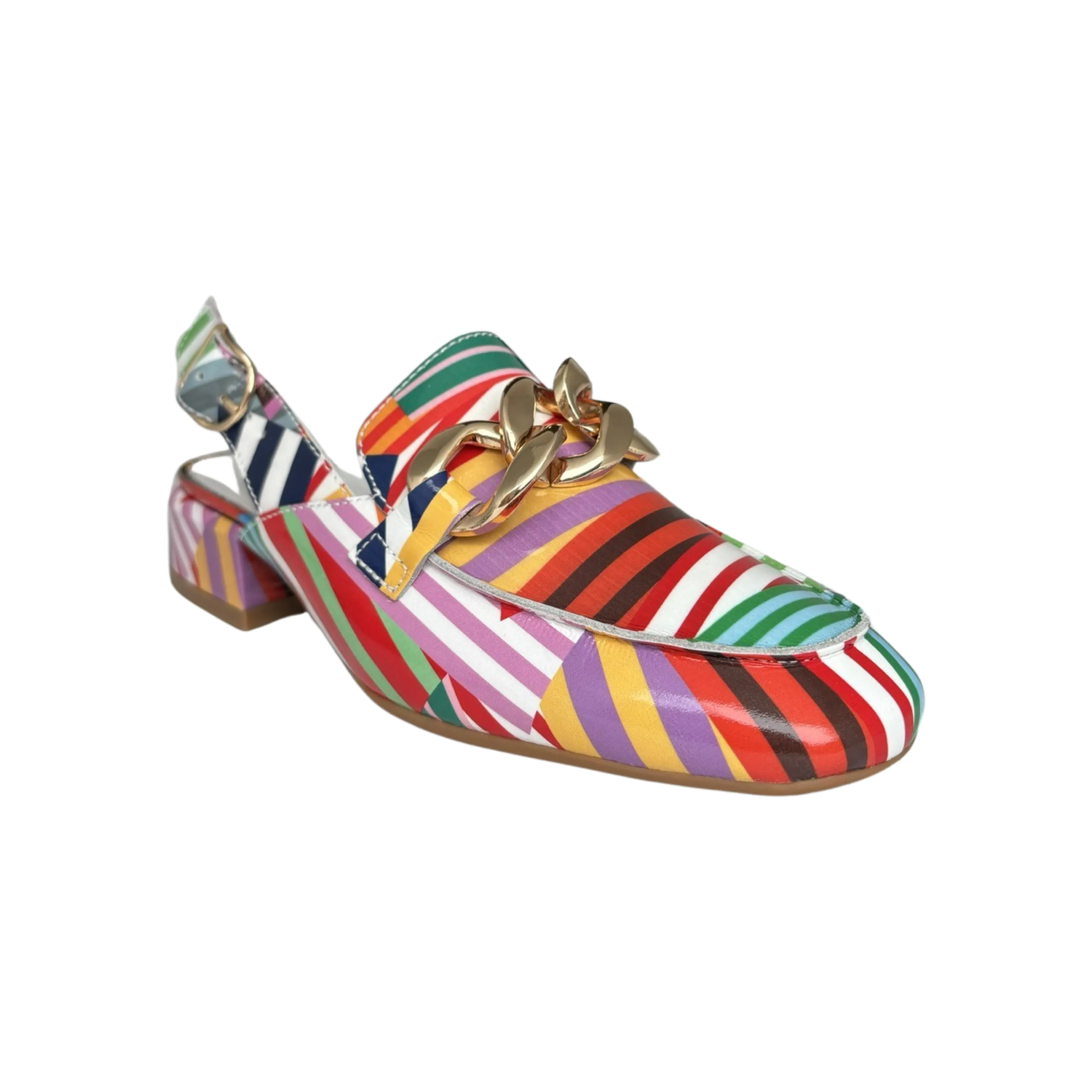 Vabor Patent Stripe Sling Back