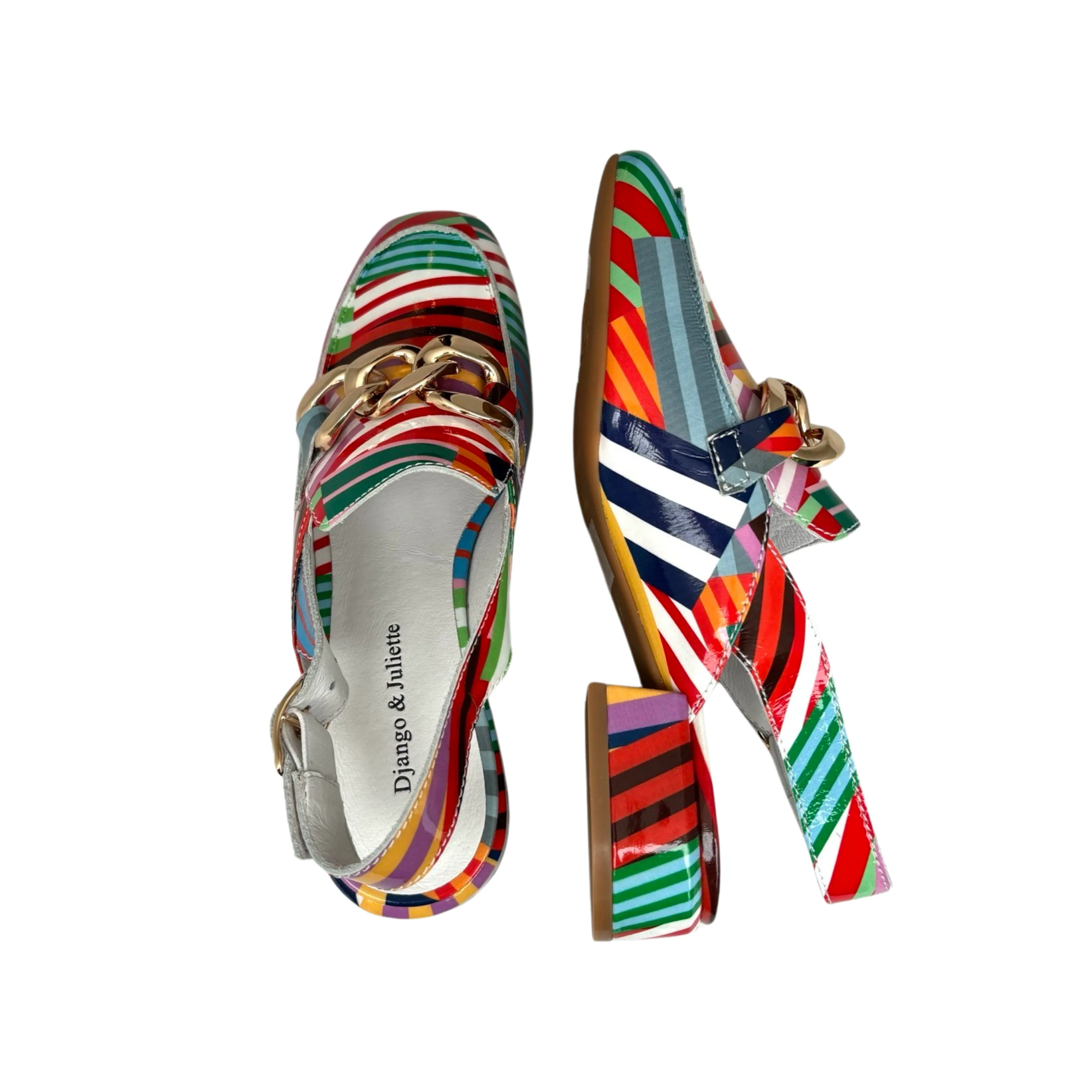 Vabor Patent Stripe Sling Back