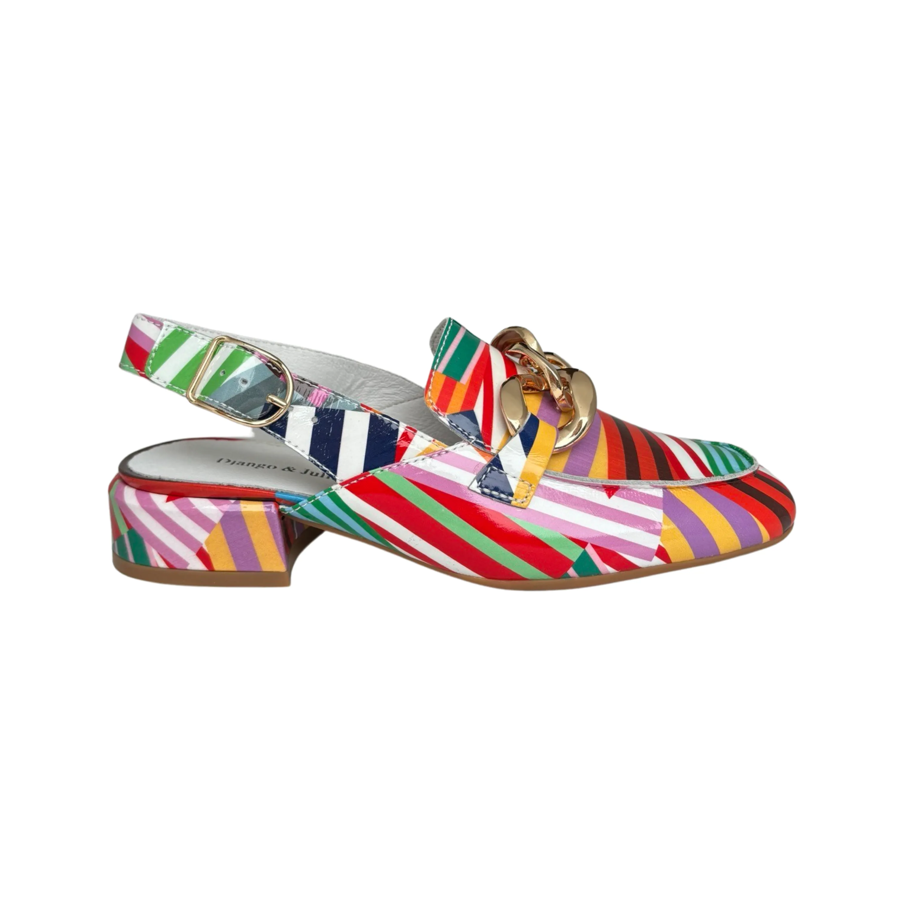 Vabor Patent Stripe Sling Back