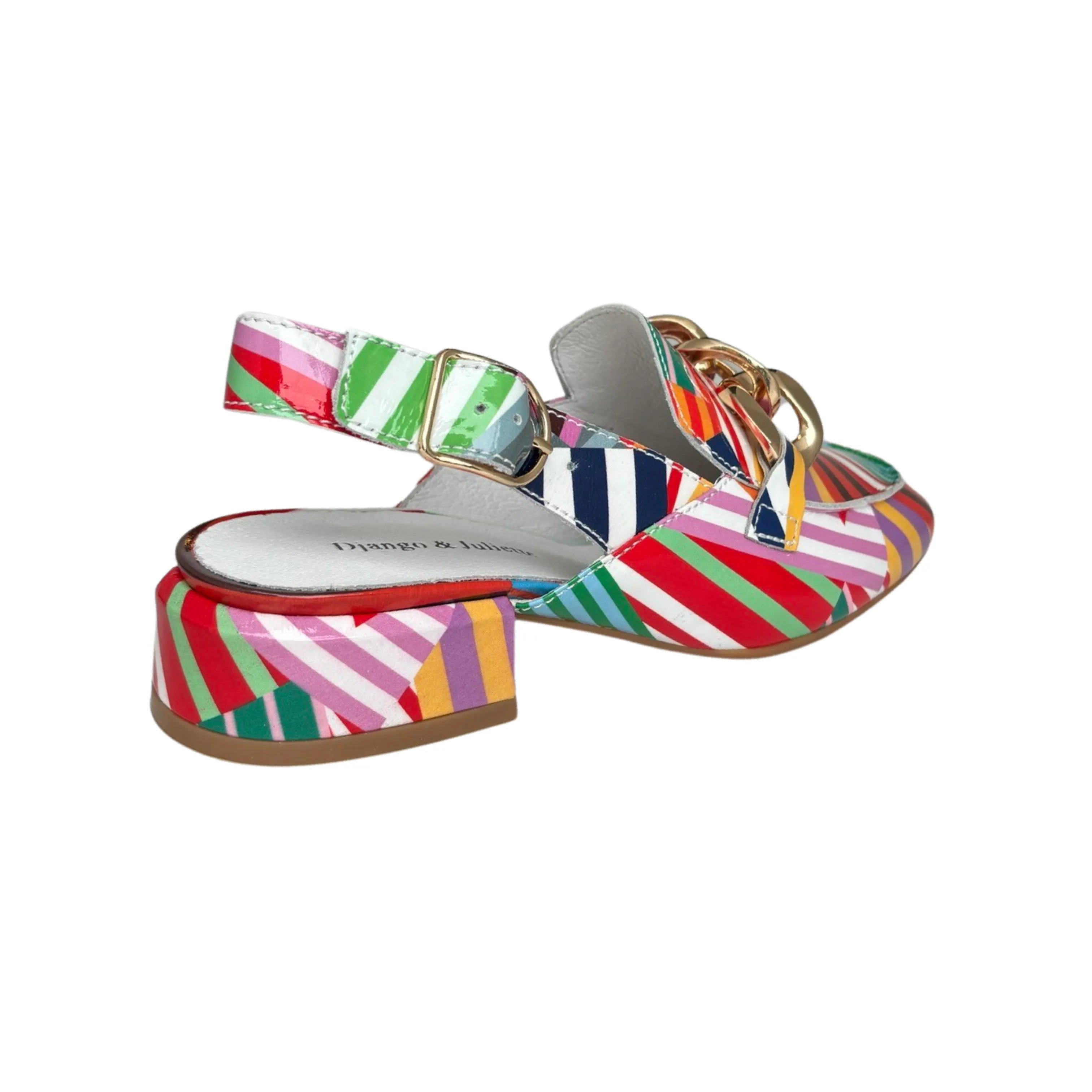 Vabor Patent Stripe Sling Back